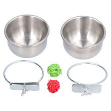 Stainless Steel Small Animal Feeding Bowl with Attachable Rattan Ball 160ml