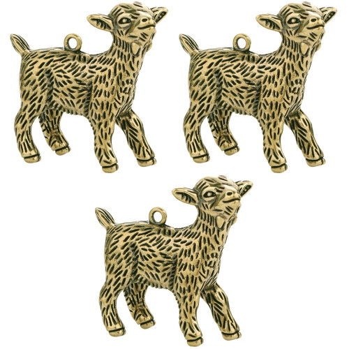 3Stk Mini Schaf Statue Messing Figur Skulptur Dekoartikel 2