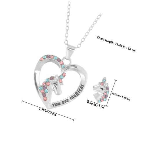 1Set Schmuck Set Halskette Ohrringe Metall Silber 1