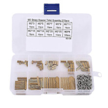 (As show, One size) 270Pcs M2 Female X Female Hex Brass Standoff with Metal Screws Assortment Kit with Plastic Box