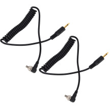 2pcs Coiled 3.5mm to PC Sync Cable for Digital Cameras, Black