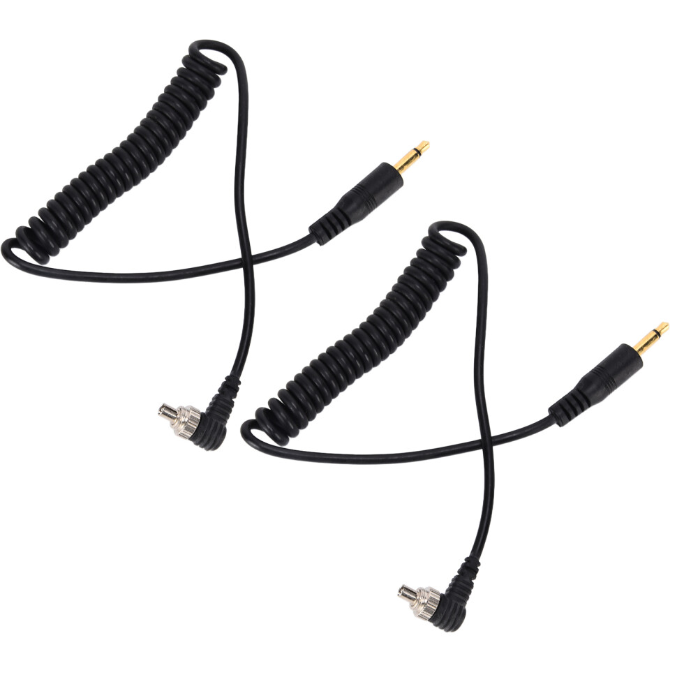 2Pcs Coiled 3.5Mm To Pc Sync Cable For Digital Cameras, Black 8431357960341