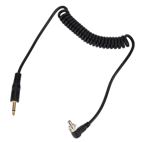 2pcs Coiled 3.5mm to PC Sync Cable for Digital Cameras, Black 2