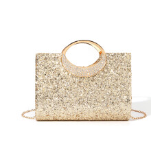Glitter Top Handle Handbags Shoulder Bag Evening Clutches-Gold