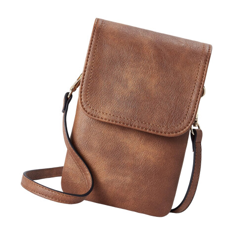 Contemporary Phone Wallet Practical PU Leather Card-brown
