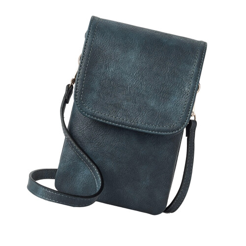 Contemporary Phone Wallet Practical PU Leather Card Holder-Blue