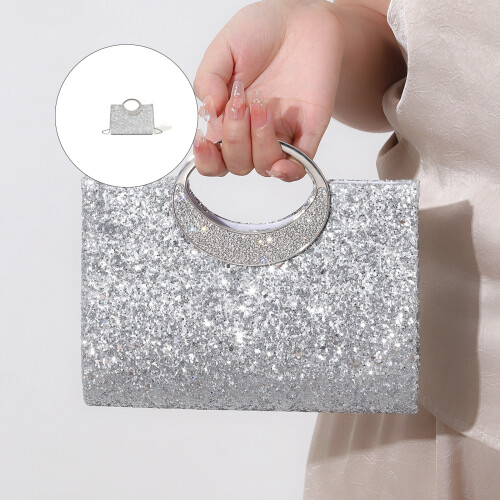 Glitter Top Handle Handbags Shoulder Bag Evening Clutches-Gold 1
