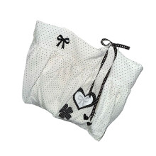 Spacious Canvas Shoulder Bag Elegant Dot Design Bows