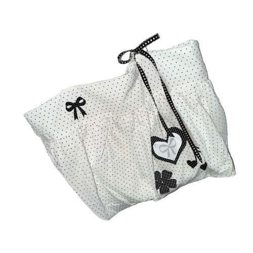 Elegant Dot Canvas Bag With Bows Accent Large Capacity Underarm