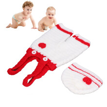 Baby Crochet Knitted Outfit 0-6M Red & White Photography Props Set