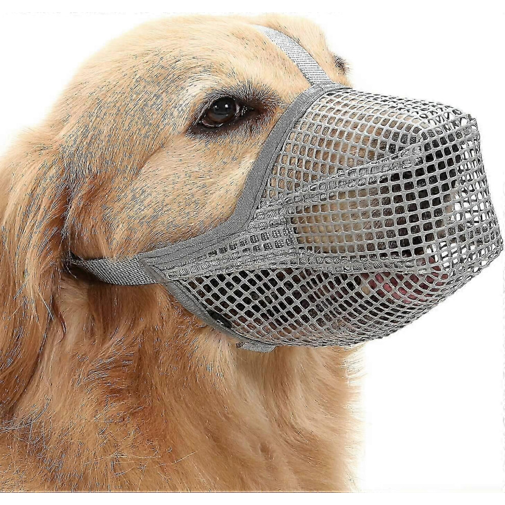 Kikidex (Black, L) Dog Muzzle With Adjustable Straps, Soft Mesh Covered Muzzles For Small Medium Large Dogs