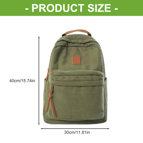 Wear Resistant Corduroy Backpacks Ergonomic Strap-White 2
