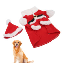 Costume da Babbo Natale con cappuccio per cane, pile corto, taglie S/M/L