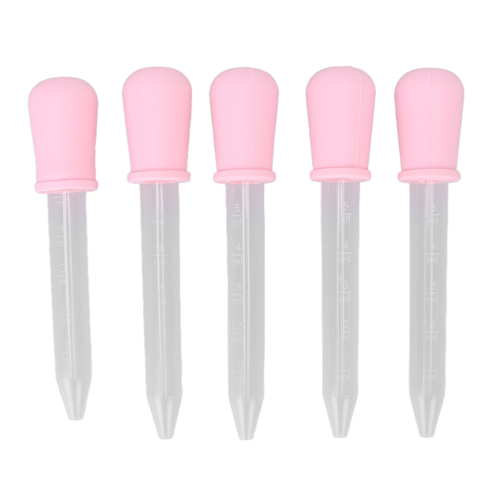 Pink 5Pcs Transfer Pipettes, Calibrated Dropper For Epoxy Resin Laboratory