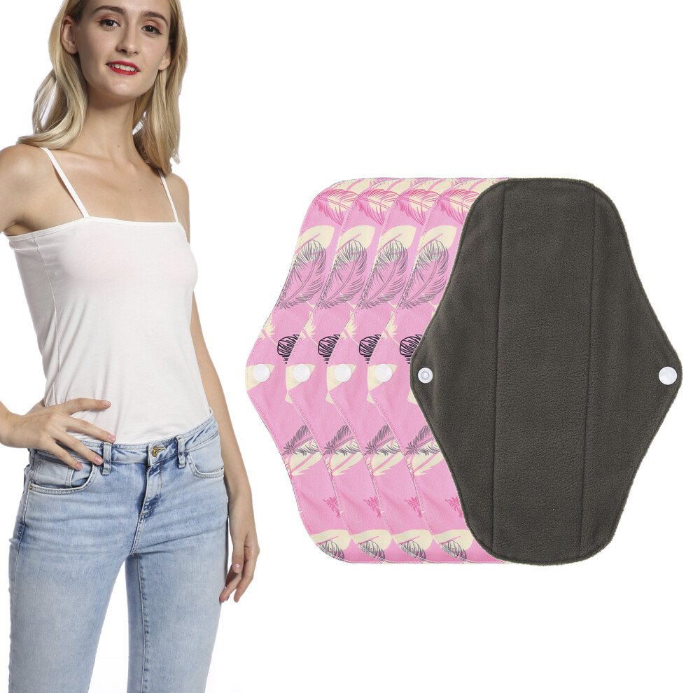 Comfortable 5pcs Washable Bamboo Charcoal Menstrual Pads 25cm
