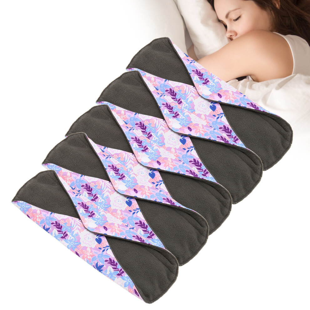 5pcs Washable Menstrual Pads 18x25cm Bamboo Charcoal Cloth Leakproof