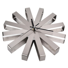 Silberne Wanduhr aus Edelstahl, 30x30 cm, für Schlafzimmer & Wohnzimmer