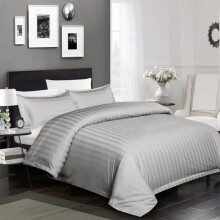 (Silver, King) Stripe Duvet Cover Set with Pillowcases Soft and Breathable Microfiber Fabric - All Sizes Available