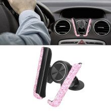 Supporto per telefono da auto rosa ABS+Rhinestone