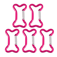 5Pcs Aluminum Alloy Spring Snap Hook Clip Bone Shape-rose red