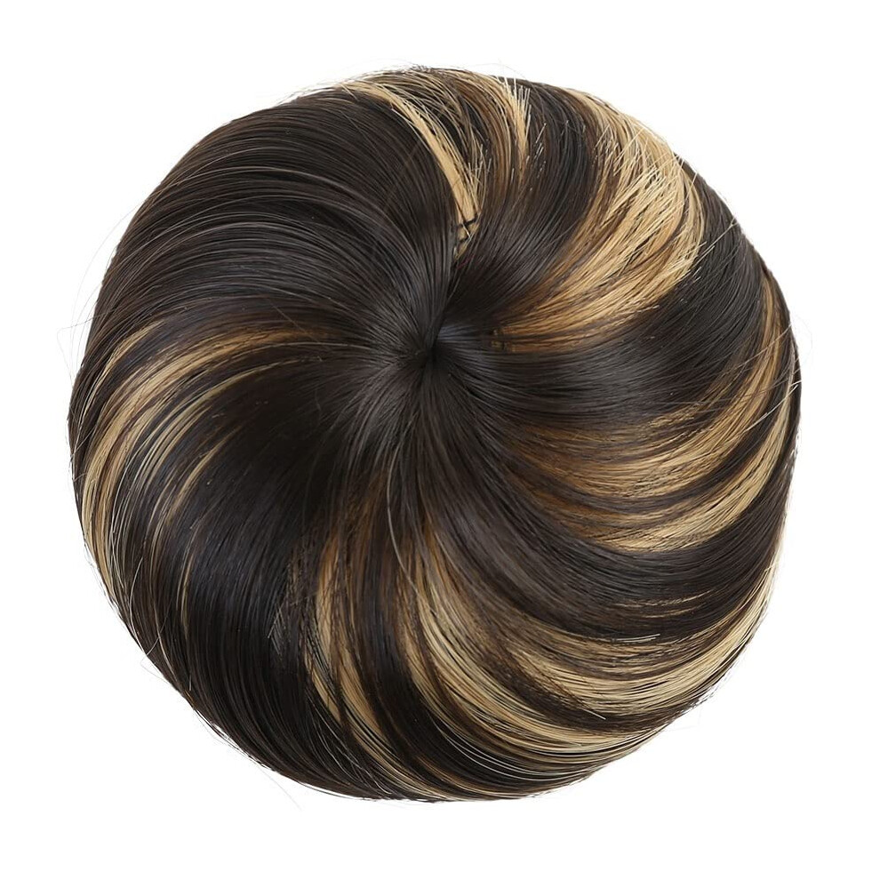 Unisex Hair Bun Extensions Synthetic Fiber Chignon Donut Bun Hairpiece For Women Clip-In Ballet Bun Updo Color 106
