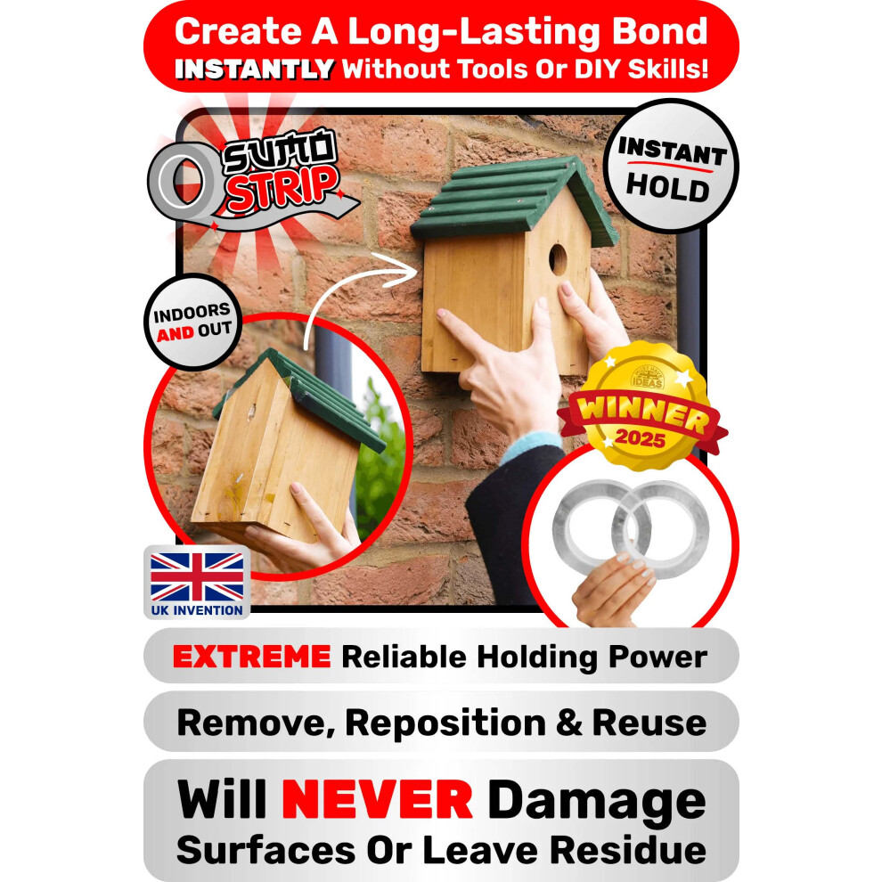 Home Must Haves Sumo Strip Nano Tape Twin Pack - Extreme Holding Power, Reusable, Indoor/Outdoor