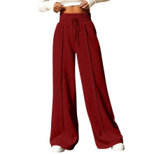 Damen-Jogginghose mit weitem Bein, hoher Taille,-Rot L