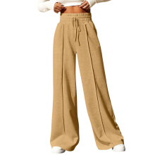 Damen-Jogginghose mit weitem Bein, hoher Taille,-Gelbes L