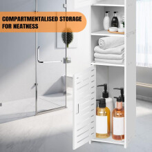 (Default) 5-Tier Tall Bathroom Cabinet Storage,Free Standing Tall Bathroom Storage Cupboard PVC Floor Standing Tallboy Unit, Home Storage Furniture