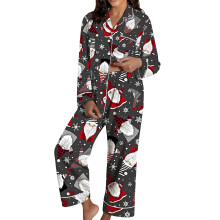 Weihnachtspyjama Damen Zweiteiliger-Dunkelgrau XXXL
