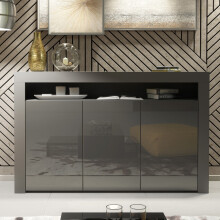 Aether Sideboard 155cm - Dark Grey with Gloss Doors
