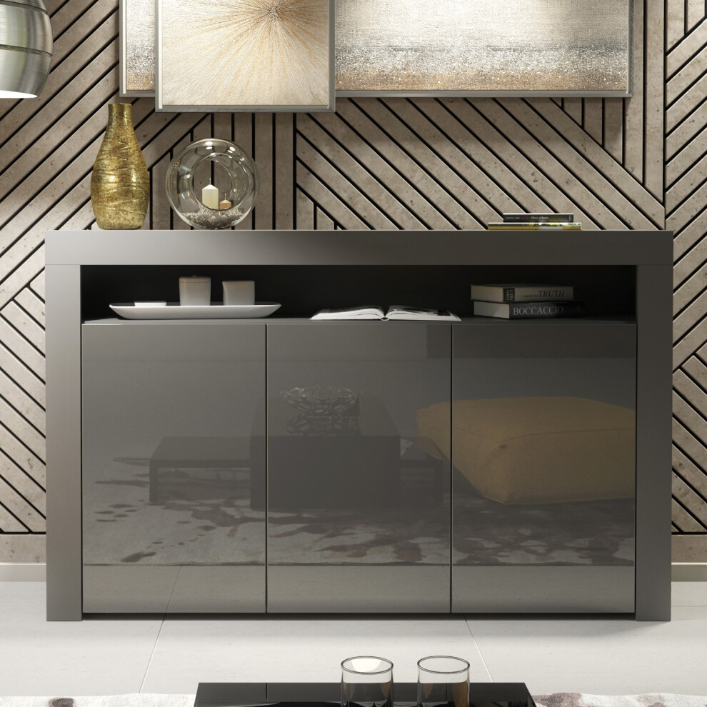 Creative Furniture Aether Sideboard 155Cm - Dark With Gloss Doors Grey