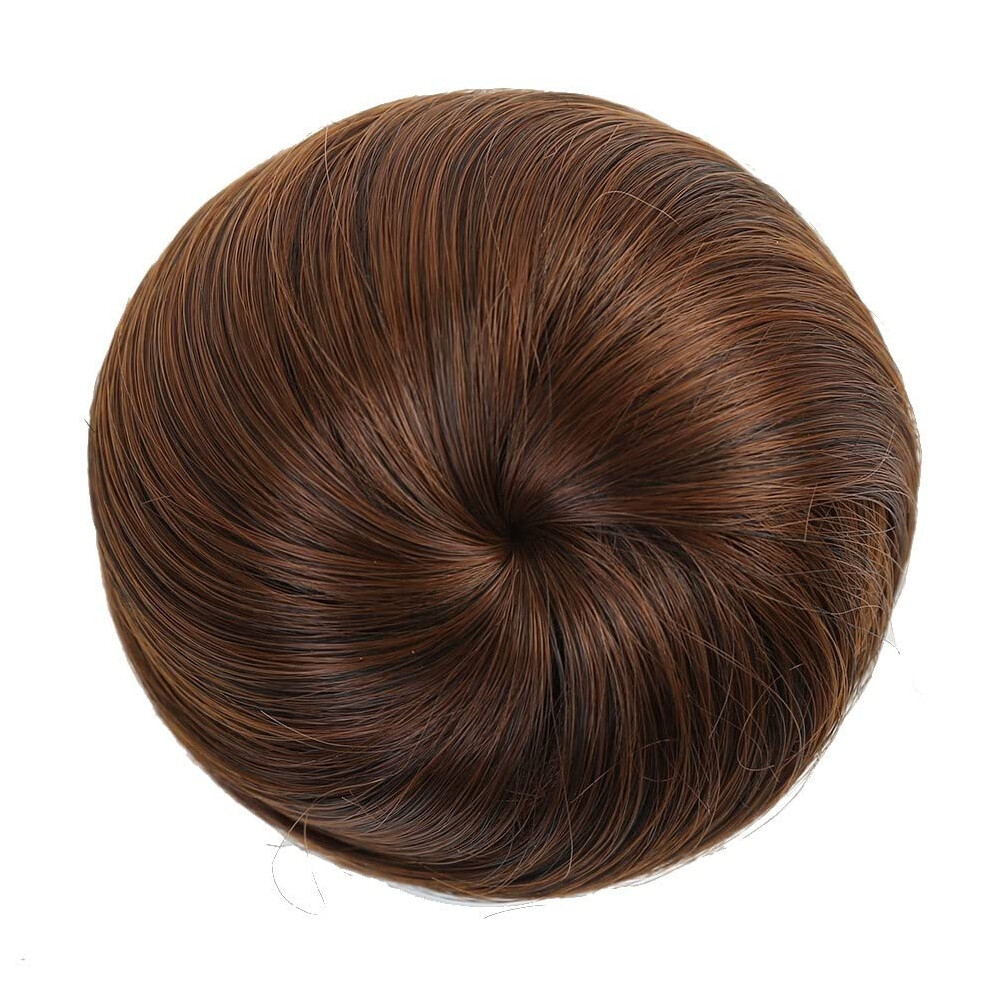 Unisex Hair Bun Extensions Synthetic Fiber Chignon Donut Bun Hairpiece Wig For Women Clip-In Updo Ballet Bun Color 2-30