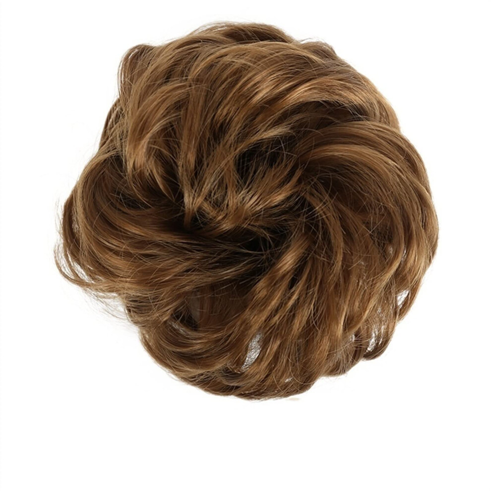 Hair Bun Extensions Curly Wavy Donut Chignon Hairpiece Synthetic Bun With Elastic Band Scrunchies Updo Color 6