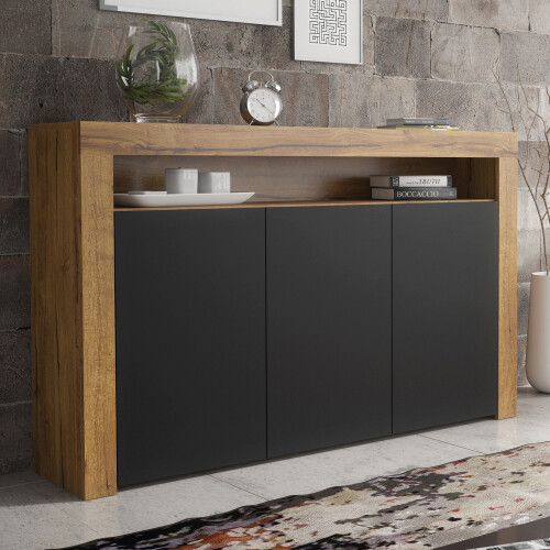 Creative Furniture Aether Sideboard 155cm - Dark Oak & Black Matt Doors