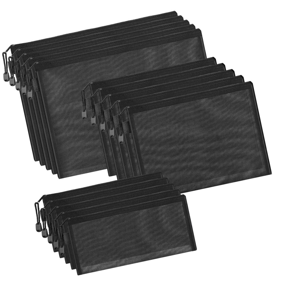 Pack of 15 Nylon Meshes Zippers Cosmetic Bags For Organizing