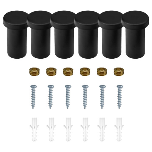6pcs Functional Black Wall Hooks Sturdy Hangers Suitable-Black