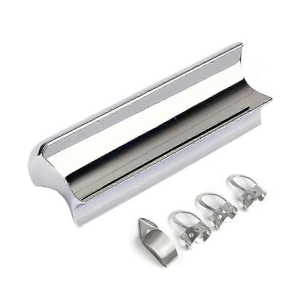 Kikidex (As Show, One Size) Electric Guitar Tone Bar 76Mm Round Nose Solid Slide Bar 4 Index Finger Metal Plectrums