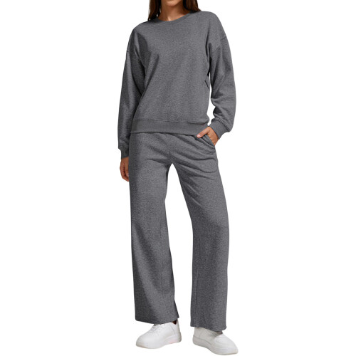 Women's two-piece tracksuit includes a-Dark Grey XXXXL