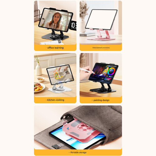 Foldable Desktop Tablets Stand With Double Axises-Pink 2