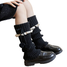 Womens Lolitas Knit Long Socks Bows Lace Up Leg-Black Os