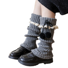 Women Bows Lace Up Leg Warmers Lolitas Leg Warmer-dark gray Os