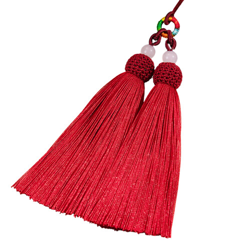 Double Tassels Pendant Polyester Lightweight Design-Wine Red