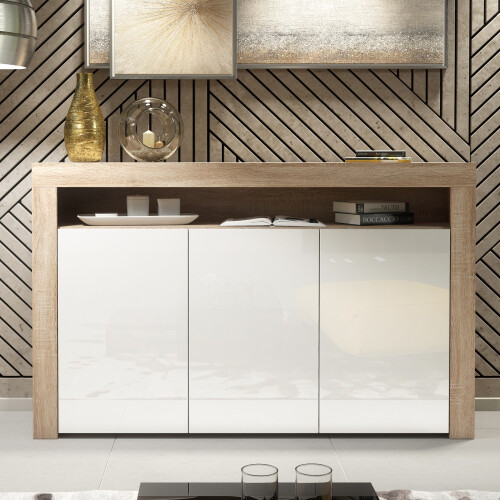 Creative Furniture Aether Sideboard 155cm - Oak & White Gloss Doors