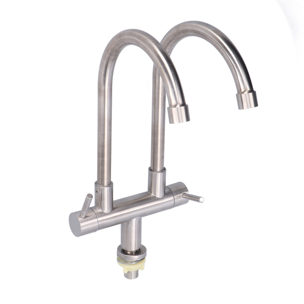 G1/2 Sink Faucet Dual Head 304 Stainless Steel Rotating Cold Water Tap 7891357970015