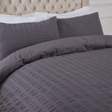 (Charcoal, King) OHS Seersucker Duvet Cover with Pillowcase Bedding Set Silver White Charcoal
