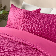 (Hot Pink, Double) OHS Seersucker Duvet Cover with Pillowcase Bedding Set Silver White Charcoal
