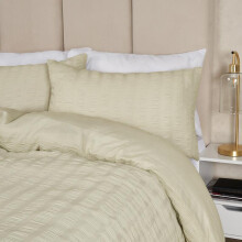 (Sage, Single) OHS Seersucker Duvet Cover with Pillowcase Bedding Set Silver White Charcoal