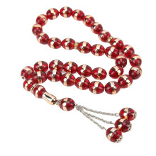 Rosario de cuentas, modelo de 33 cuentas, 12 mm, resina roja