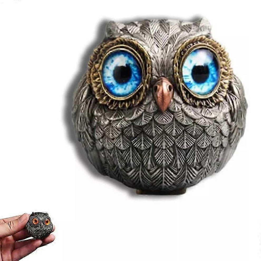 Kikidex (, One Size) Lucky Owl Guardian-The Wise Watcher,Retro Owl Decor Figurines Shelf Decor Blue